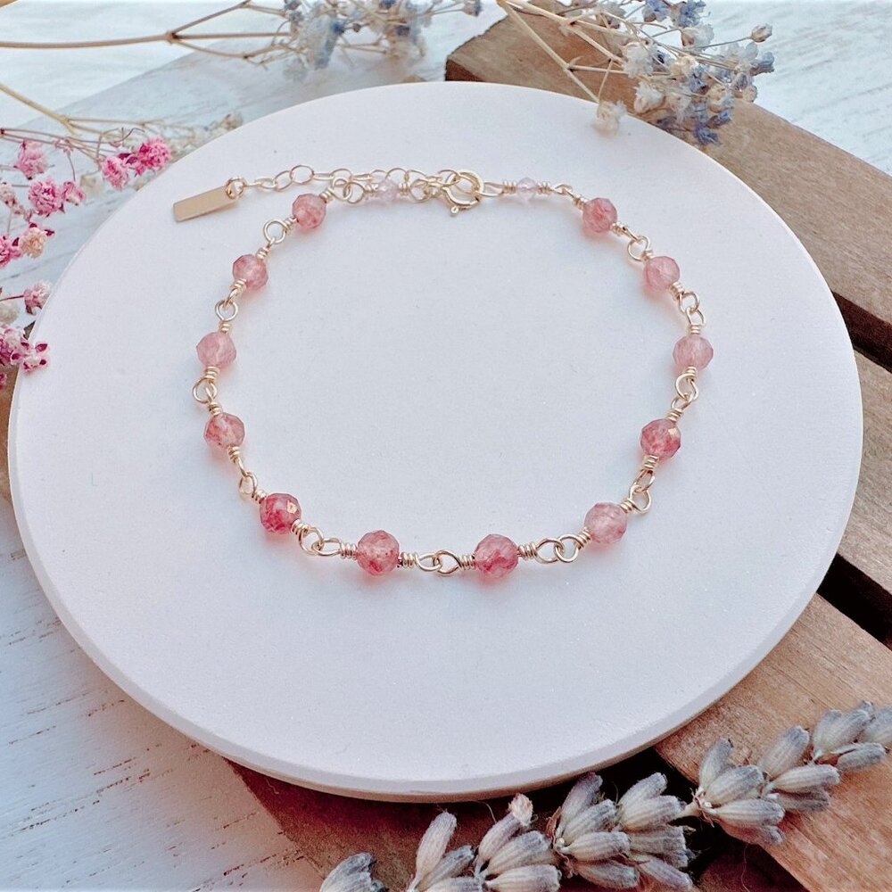 New Mini Strawberry Quartz Bracelet | Handmade in BC